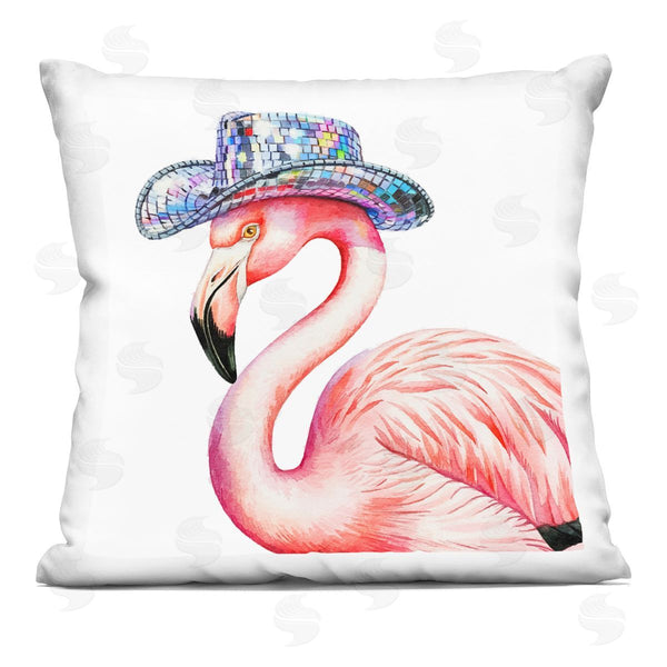 stupell industries Amanda Greenwood | Disco Hat on Flamingo Printed Throw Pillow