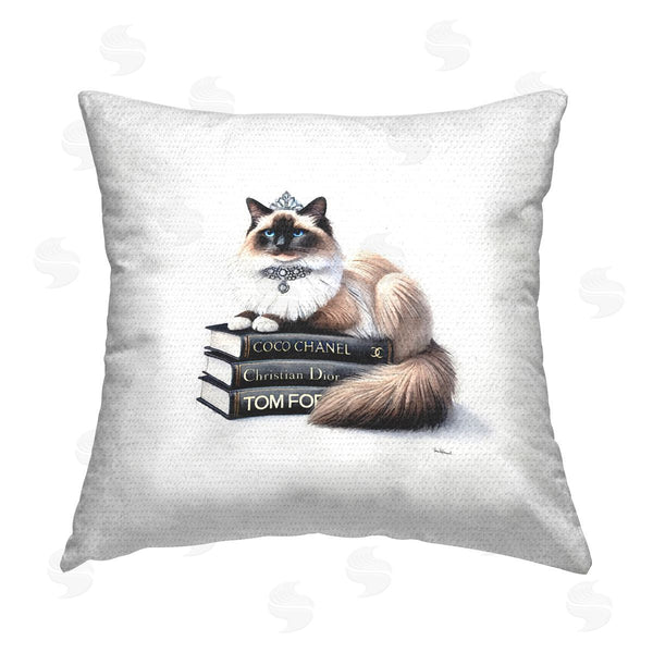 Stupell Industries Amanda Greenwood | Elegant Glam Cat & Books Printed Throw Pillow