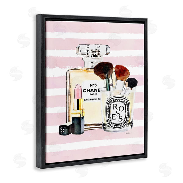 Stupell Industries Amanda Greenwood | Fashion Cosmetics Over Pink Stripes