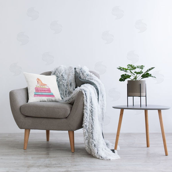 Stupell Industries Amanda Greenwood | Fashion Heels Bookstack Printed Throw Pillow