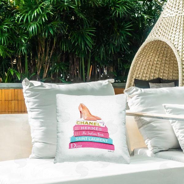 Stupell Industries Amanda Greenwood | Fashion Heels Bookstack Printed Throw Pillow