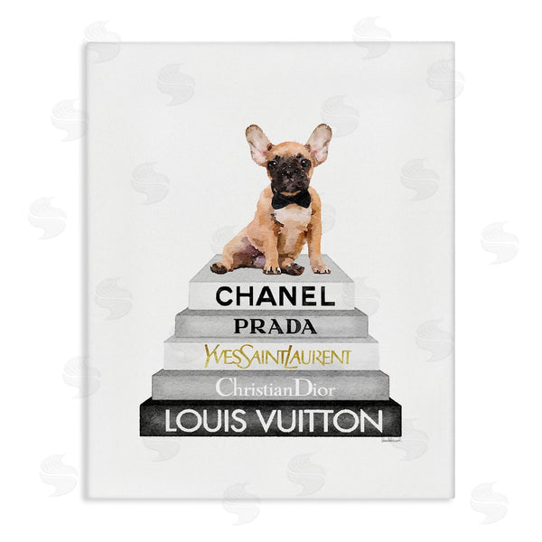 stupell industries Amanda Greenwood | French Bulldog on Grey Bookstack