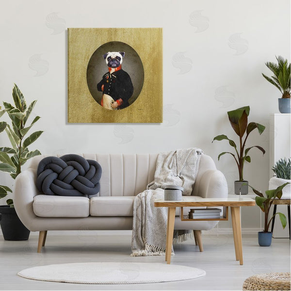 Stupell Industries Amanda Greenwood | Funny Pug Dog Wearing Suit Antique Classic Style Portrait Wall Art