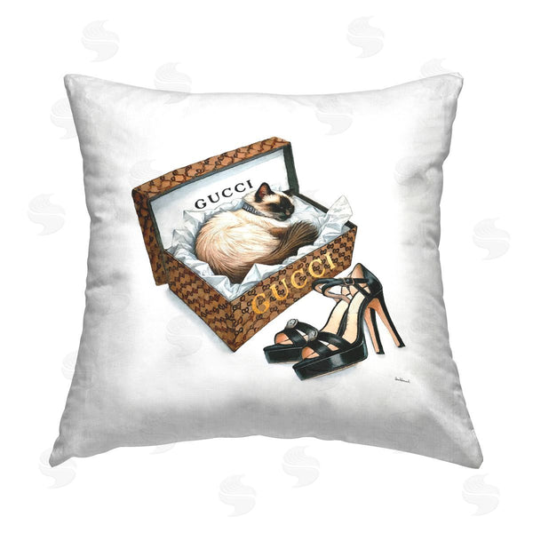stupell industries Amanda Greenwood | Glam Cat Shoebox Printed Throw Pillow