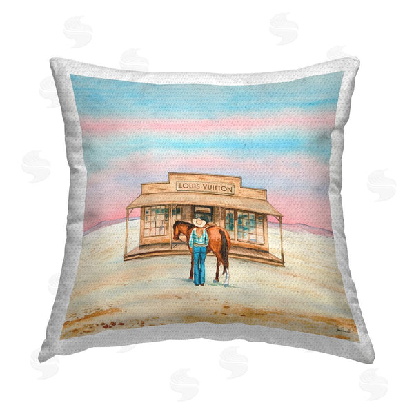 Stupell Industries Amanda Greenwood | Glam Cowgirl Shopping Printed Throw Pillow