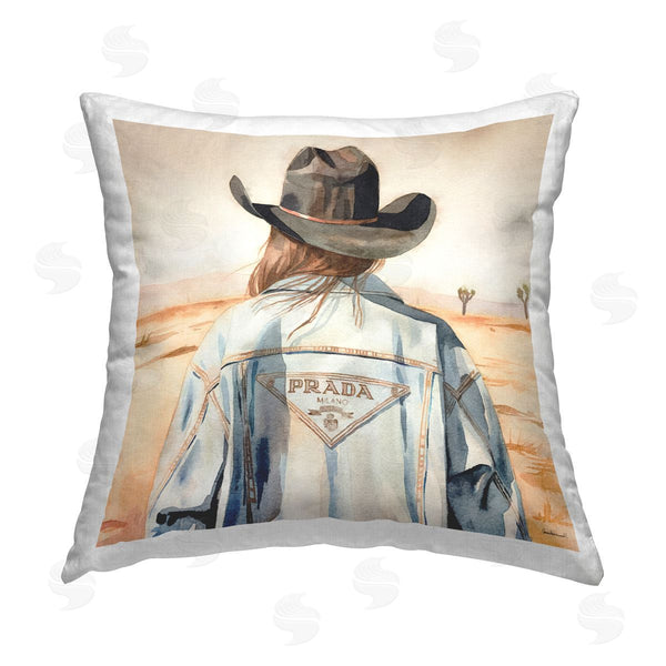 stupell industries Amanda Greenwood | Glam Desert Cowgirl Printed Throw Pillow
