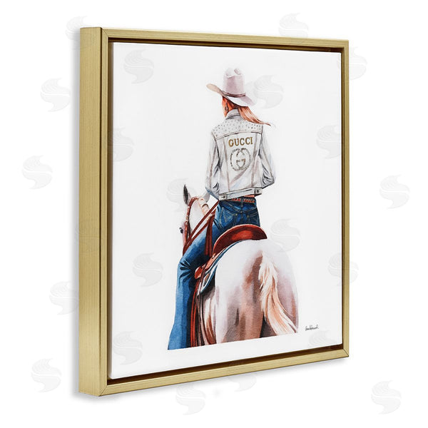 Stupell Industries Amanda Greenwood | Glitzy Cowgirl White Horse