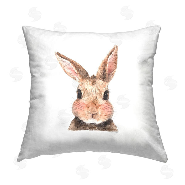 stupell industries Amanda Greenwood | Happy Rabbit Face Animal Printed Throw Pillow