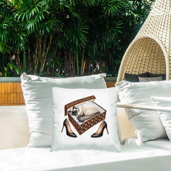 Stupell Industries Amanda Greenwood | Kitty Sleeping Heels Box Printed Throw Pillow