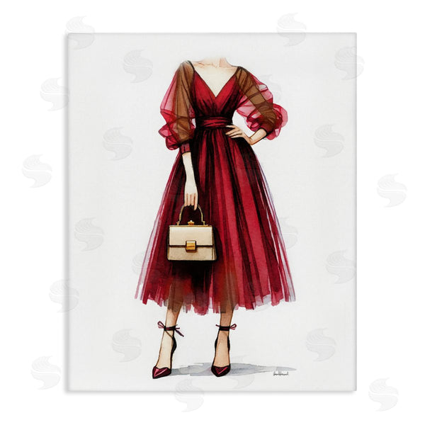 stupell industries Amanda Greenwood | Maroon Fashion Gown Wall Art