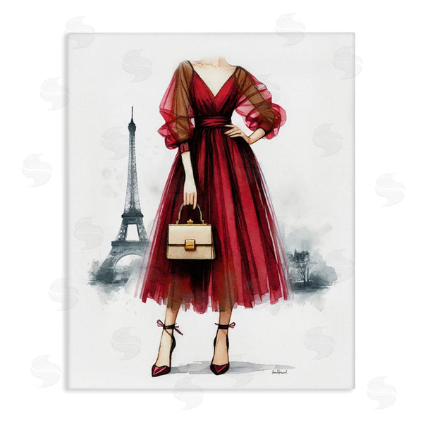 stupell industries Amanda Greenwood | Parisian Fashion Red Dress Wall Art