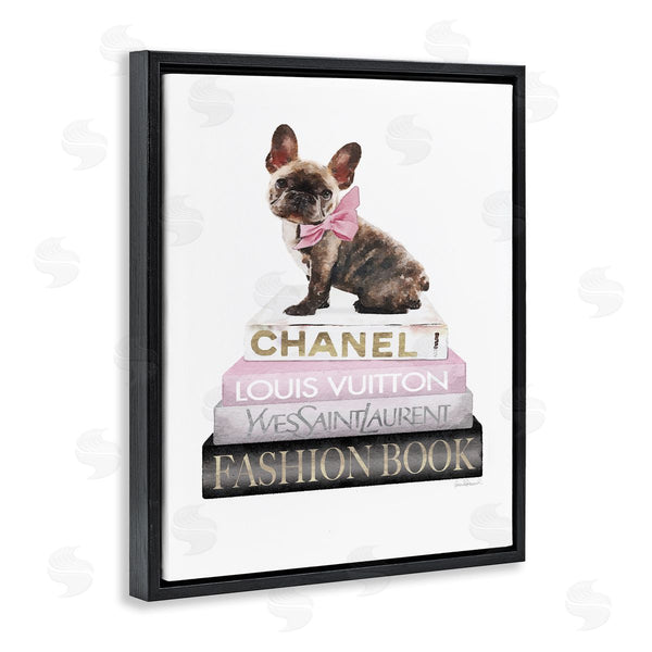 Stupell Industries Amanda Greenwood | Pink Bow & Dog Bookstack