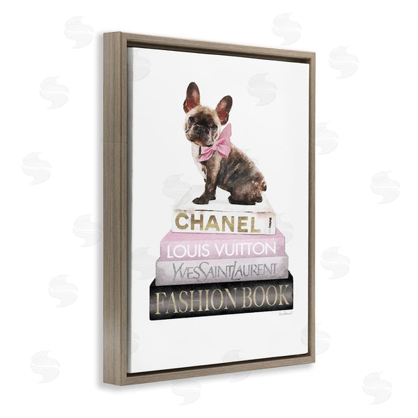 Stupell Industries Amanda Greenwood | Pink Bow & Dog Bookstack