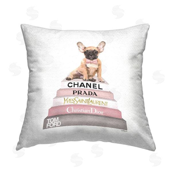 Stupell Industries Amanda Greenwood | Pink Fashion Books Puppy Pet Printed Throw Pillow