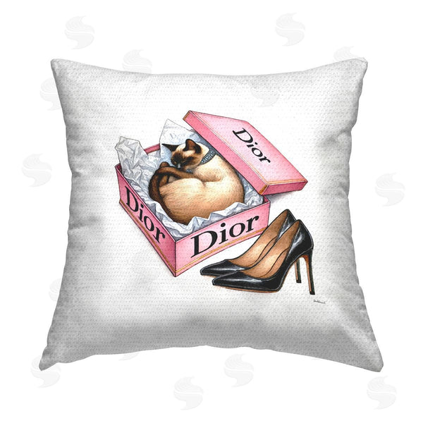 Stupell Industries Amanda Greenwood | Pink Shoebox With Cat Printed Throw Pillow