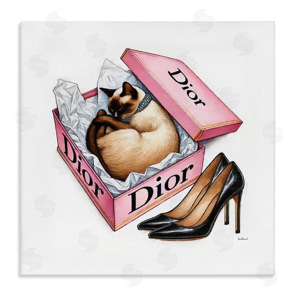 stupell industries Amanda Greenwood | Pink Shoebox with Cat Wall Art