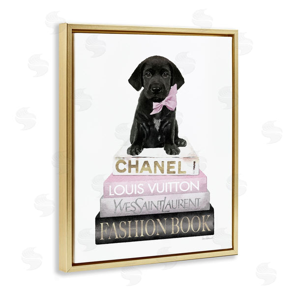 Stupell Industries Amanda Greenwood | Puppy With Bow Bookstack