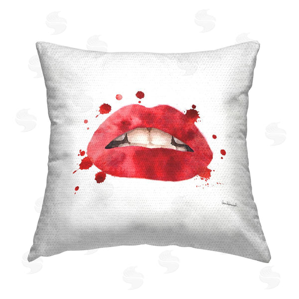 Stupell Industries Amanda Greenwood | Red Lips Fashion Makeup Glam Printed Throw Pillow
