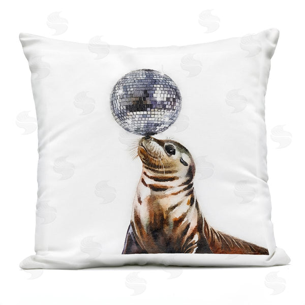 Stupell Industries Amanda Greenwood | Seal Balancing Disco Ball Printed Throw Pillow