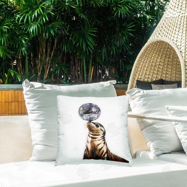 Stupell Industries Amanda Greenwood | Seal Balancing Disco Ball Printed Throw Pillow