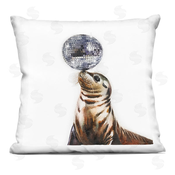 stupell industries Amanda Greenwood | Seal Balancing Disco Ball Printed Throw Pillow