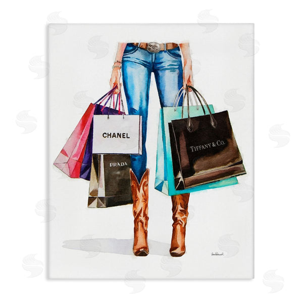 stupell industries Amanda Greenwood | Shopping Bags Cowgirl