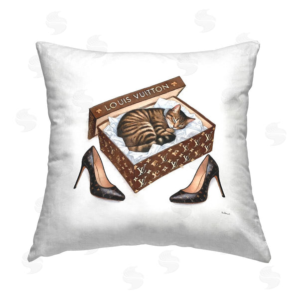 stupell industries Amanda Greenwood | Sleeping Cat in Shoebox Printed Throw Pillow