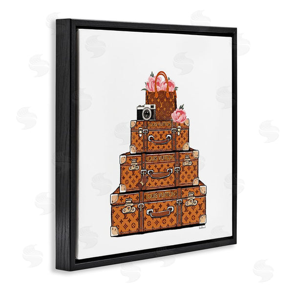 Stupell Industries Amanda Greenwood | Stacked Luggage With Floral Handbag Wall Art