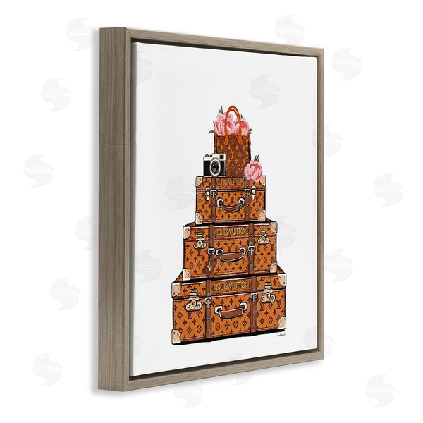Stupell Industries Amanda Greenwood | Stacked Luggage With Floral Handbag Wall Art