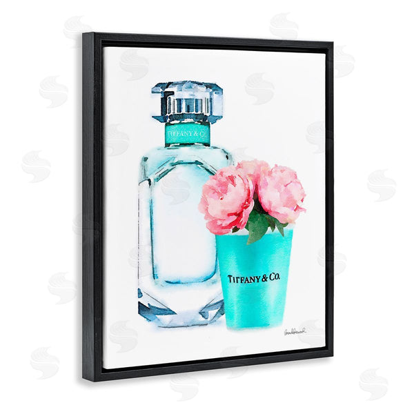 Stupell Industries Amanda Greenwood | Teal Perfume Bottle And Peonies