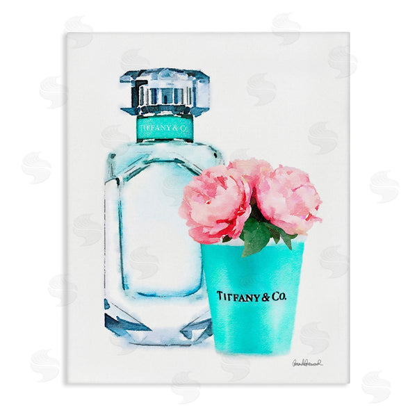 stupell industries Amanda Greenwood | Teal Perfume Bottle and Peonies