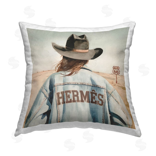stupell industries Amanda Greenwood | Trendy Cowgirl in Desert Printed Throw Pillow