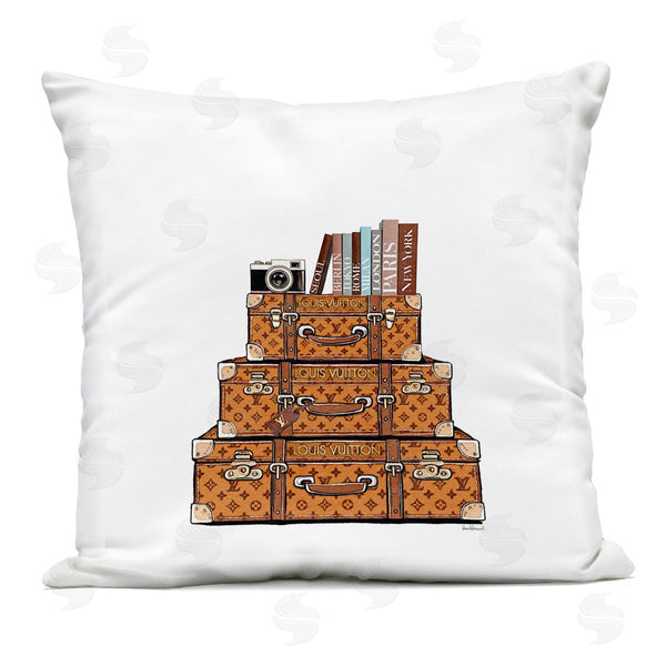 Stupell Industries Amanda Greenwood | Vintage Glam Luggage Stack Printed Throw Pillow