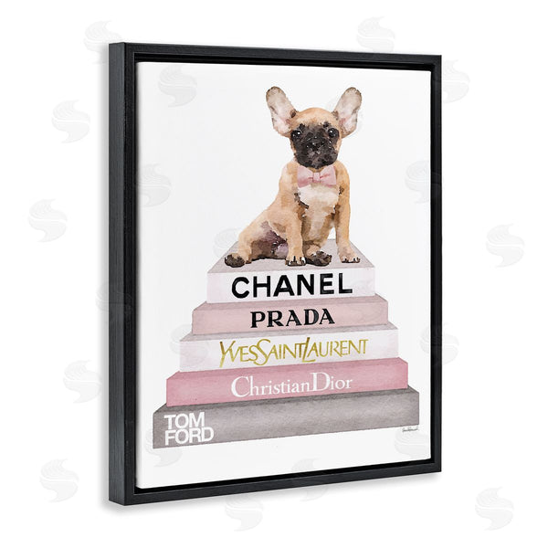 Stupell Industries Amanda Greenwood | Watercolor Bookstack French Bulldog