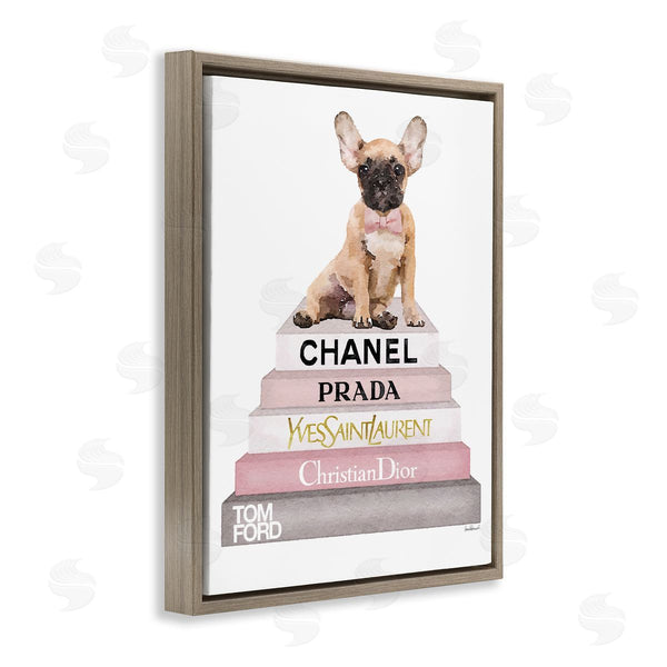 Stupell Industries Amanda Greenwood | Watercolor Bookstack French Bulldog