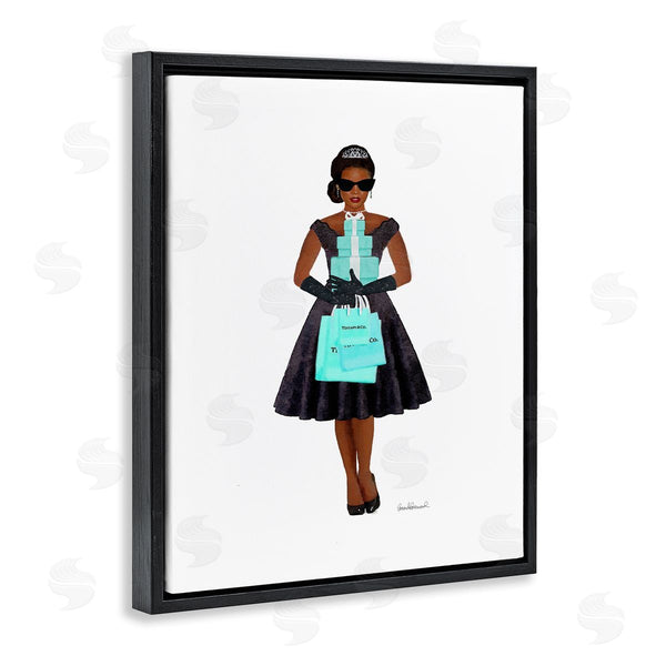 Stupell Industries Amanda Greenwood | Woman Shopping Blue Glam Fashion