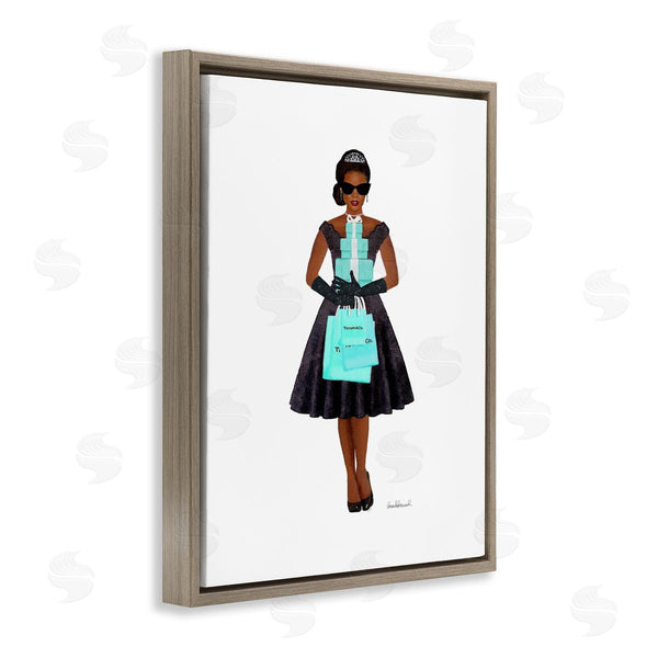Stupell Industries Amanda Greenwood | Woman Shopping Blue Glam Fashion