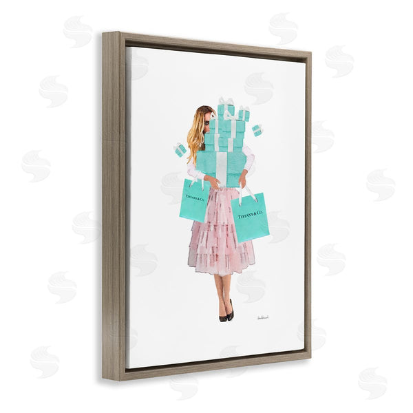 Stupell Industries Amanda Greenwood | Woman Shopping Blue Pink Glam