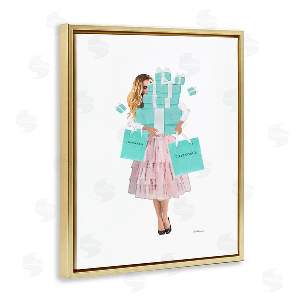 Stupell Industries Amanda Greenwood | Woman Shopping Blue Pink Glam