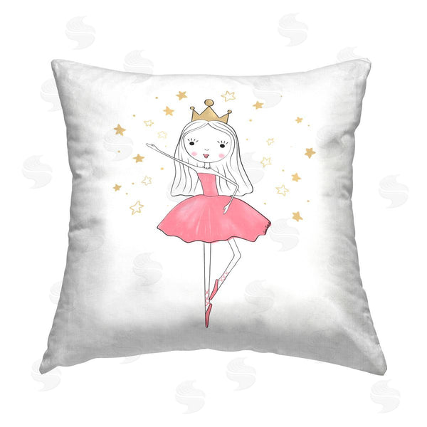 stupell industries Amanda Hilburn | Happy Ballerina Princess Printed Throw Pillow
