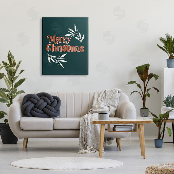 Stupell Industries Amanda Houston | Merry Christmas Phrase Festive Holiday Typography Plant Outline Wall Art