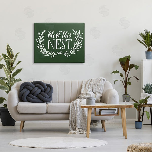 Stupell Industries Amanda McGee | Bless This Nest Laurel Wreath Crown Foliage Wall Art