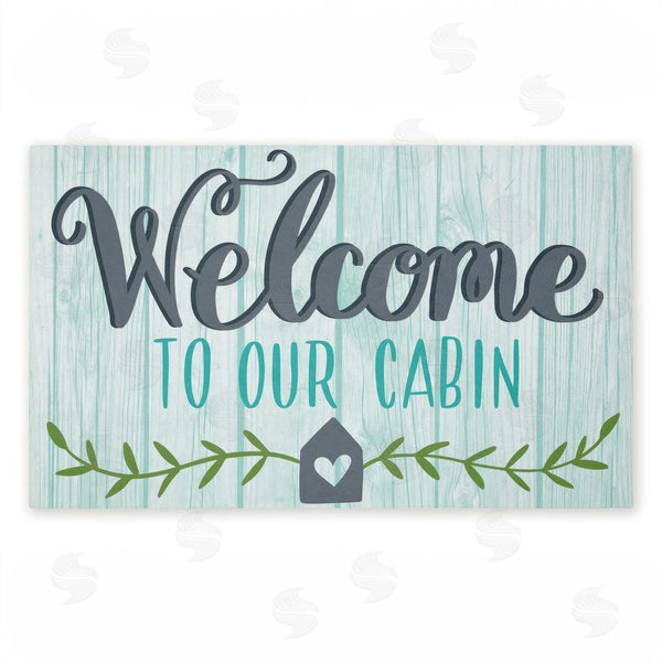 stupell industries Amanda McGee | Cabin Welcome Whimsical Script Non-Woven Door Mat