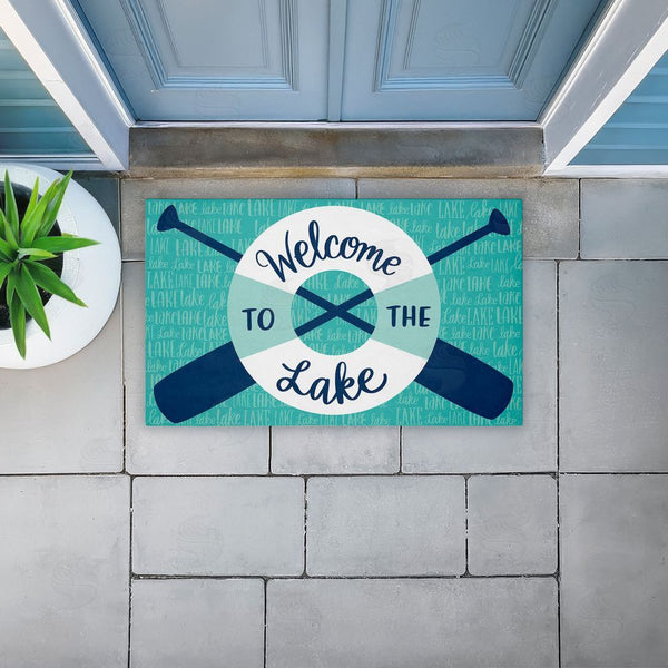 Stupell Industries Amanda McGee | Welcome Lake Float & Paddles Non-Woven Door Mat