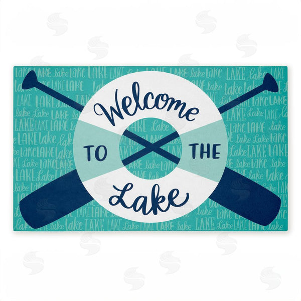 stupell industries Amanda McGee | Welcome Lake Float & Paddles Non-Woven Door Mat