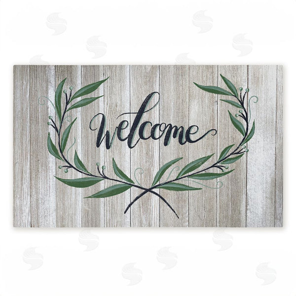 stupell industries Amanda McGee | Welcome over Rustic Shiplap Non-Woven Door Mat