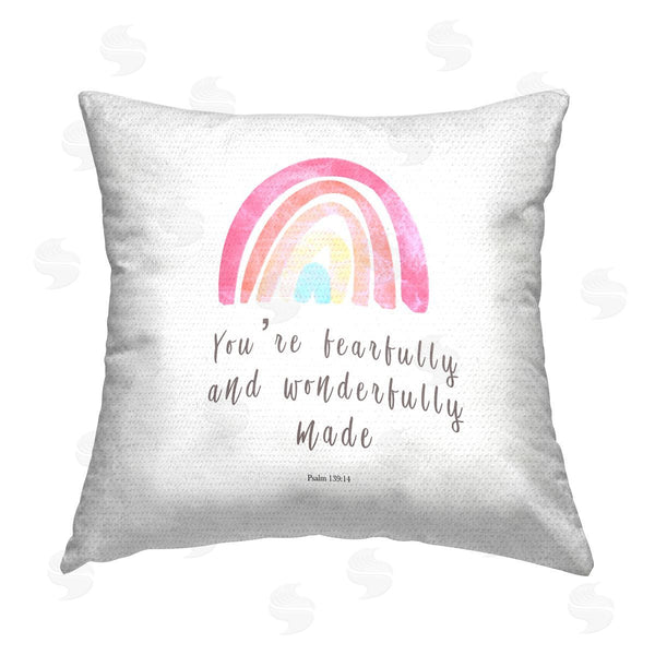 Stupell Industries Amber Clarkson | Psalm 139:14 Rainbow Proverb Printed Throw Pillow