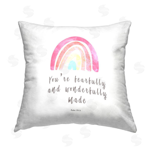 stupell industries Amber Clarkson | Psalm 139:14 Rainbow Proverb Printed Throw Pillow