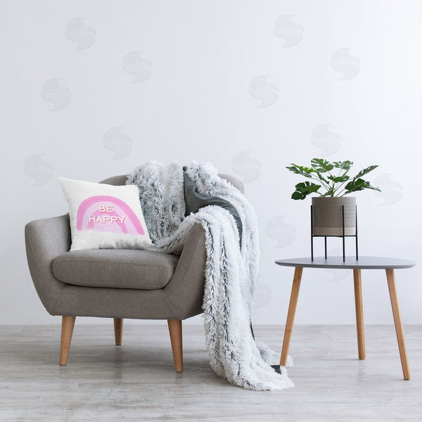 Stupell Industries Amber Clarkson | Purple Be Happy Printed Throw Pillow