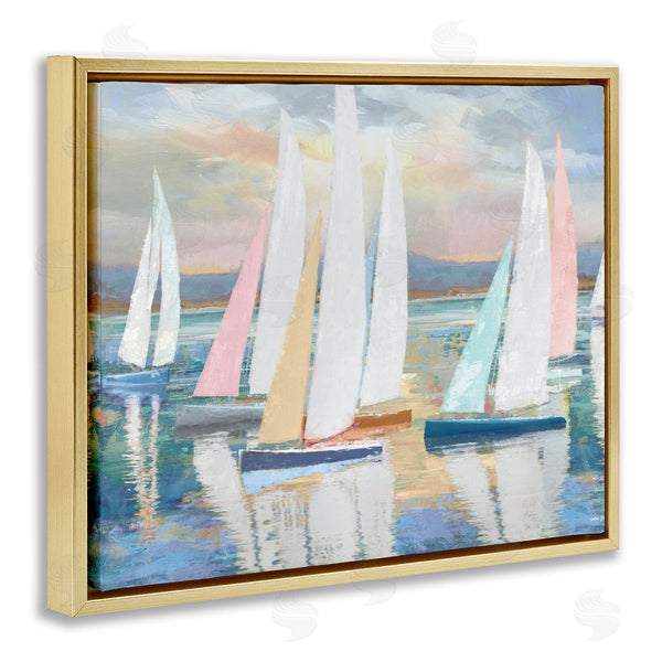 Stupell Industries Amber Sterling | Abstract & Pastel Sailboat Fleet